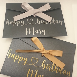 Custom made Happy Birthday envelope with ribbon, voucher pouch, money wallet 17.5 x 12.2cm Luxury