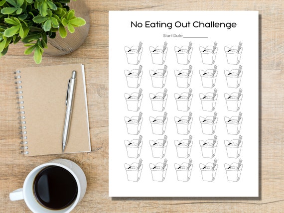 No Eating Out Challenge, 30 Day Habit Tracker, Digital Tracker, Healthy Habits, No Eating Out, 30 Days No Spend Challenge, Digital Download