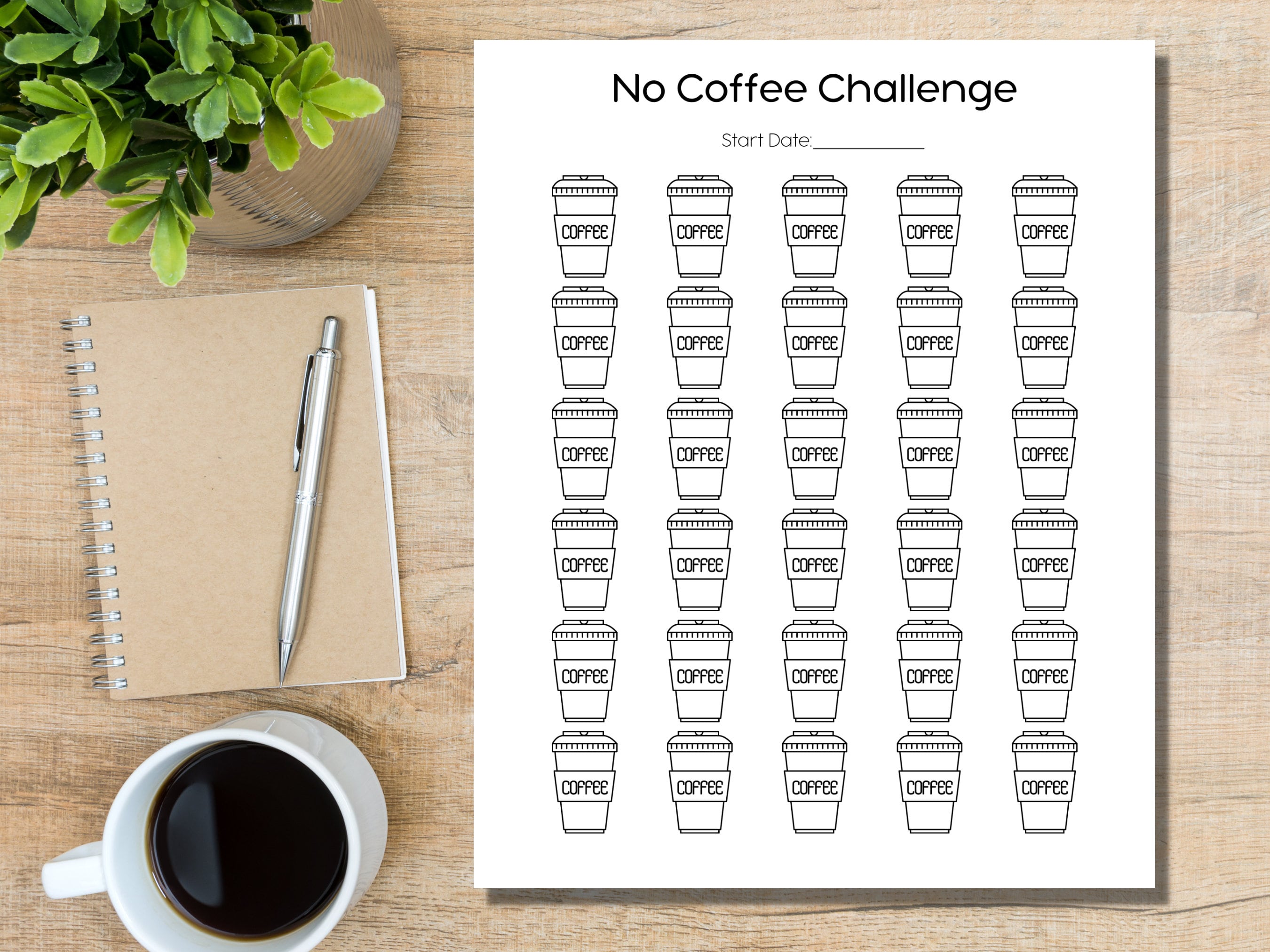 30 Day No Coffee Challenge, Habit Tracker, Digital Tracker, Printable ...
