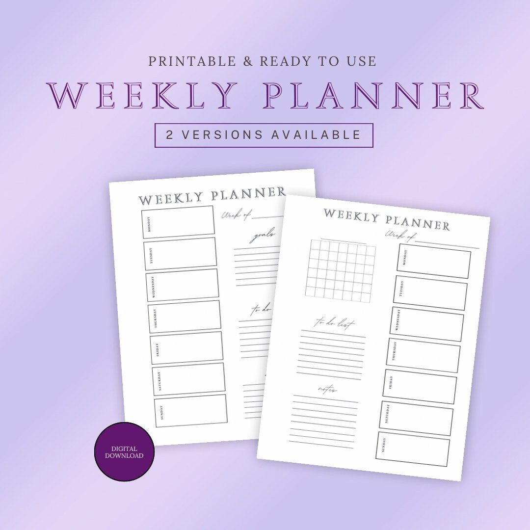 Academic Weekly Planner, Printable Planner, Desk Calendar, to Do List ...