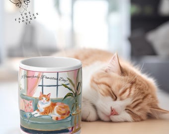 Kitty Lover's Mug Jumbo 20oz Cat Mom Gift A Pawsitive Day Cozy Kitchen Gift For Pet Lover's Coffee Tea Cup Mug For Colorful Home Decor Gift