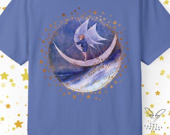 Fairy T-shirt Magical Moon Sailing Tee Fairy Lovers Gift For Summer Celestial Boho Beach Cover Up Fairycore Dreamy Nightshirt Gift For Her