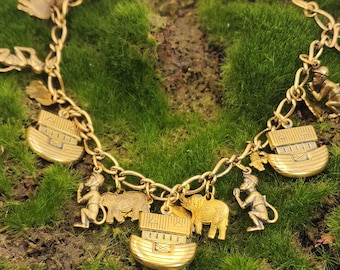 PIDIDDLY LINKS Charm Bracelet Noah's Ark Animals Collectible Vintage