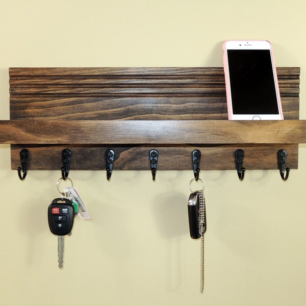 Floating Shelf With Hooks Etsy