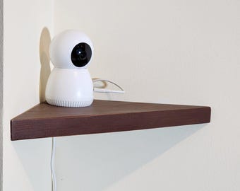 Corner Wood Floating Shelf: Nightstand, Speaker Mount, or Security Camera
