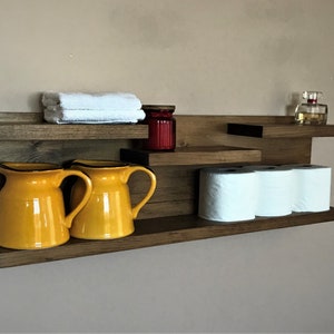 Bathroom Shelf with Industrial Farmhouse Towel Bar – KBNDecor