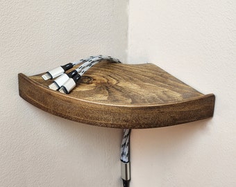 Estante de esquina rústico blanco con borde: monitor de bebé, soporte para cámara de seguridad