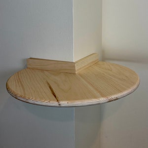 Corner Floating Shelf 3/4 Circle, Workplace, Feng  Shui  Shelf, Hide Angle,  Rounded Edge Shelves, Baby Monitor, Wooden  Rustic Plant  Shelf