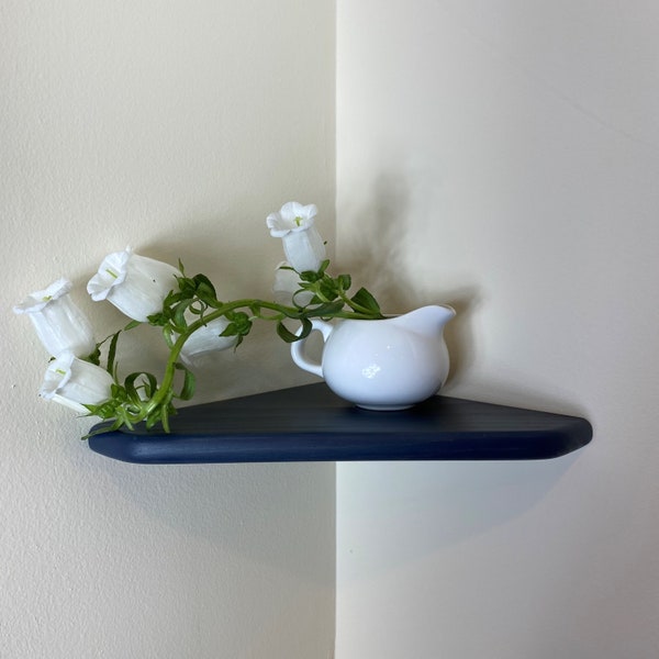 Rustic Solid Wood Corner Floating Shelf - Rounded Edge Design