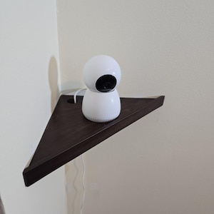 Corner Wooden Floating Shelf with Barrier and Hole, Speaker White Rustic Shelves, Plant  BookShelf, Wall Finished Pine Organizer, Wood Craft