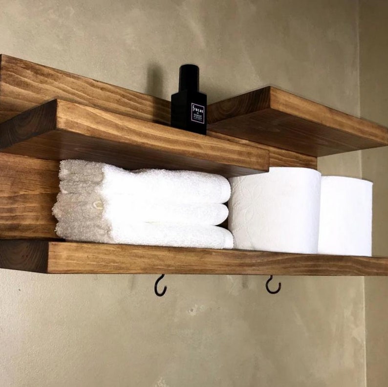Baño de madera moderna estante rústico almacenamiento de | Etsy