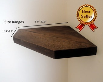 Pentagonal Corner Shelf: Rustic Floating Nightstand, Home Office Decor