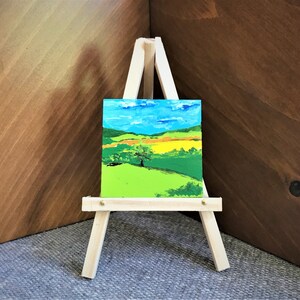 Dolls House, Mini Original Acrylic Painting #4, Not a Print or a Copy, Abstract Painting, 100% hand painted on the Wood, Landscape Miniature