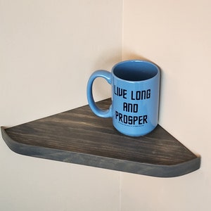 Rustic Corner Shelf: Pentagonal Floating Wooden Shelf with Barrier