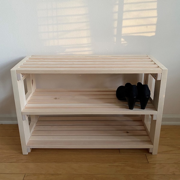 Shoe Rack Wood, Shoe Storage Bench, Wooden Sofa, Shoe Rack - 3 levels, Shoe Organizer,  Rustic Stylish Useful Table, Shoe Cabinet