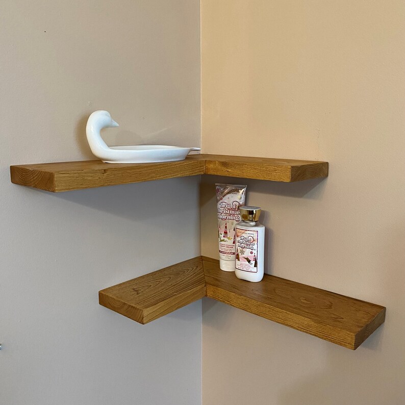 Corner Floating Shelf Wooden Shelves Greenhouse White Etsy