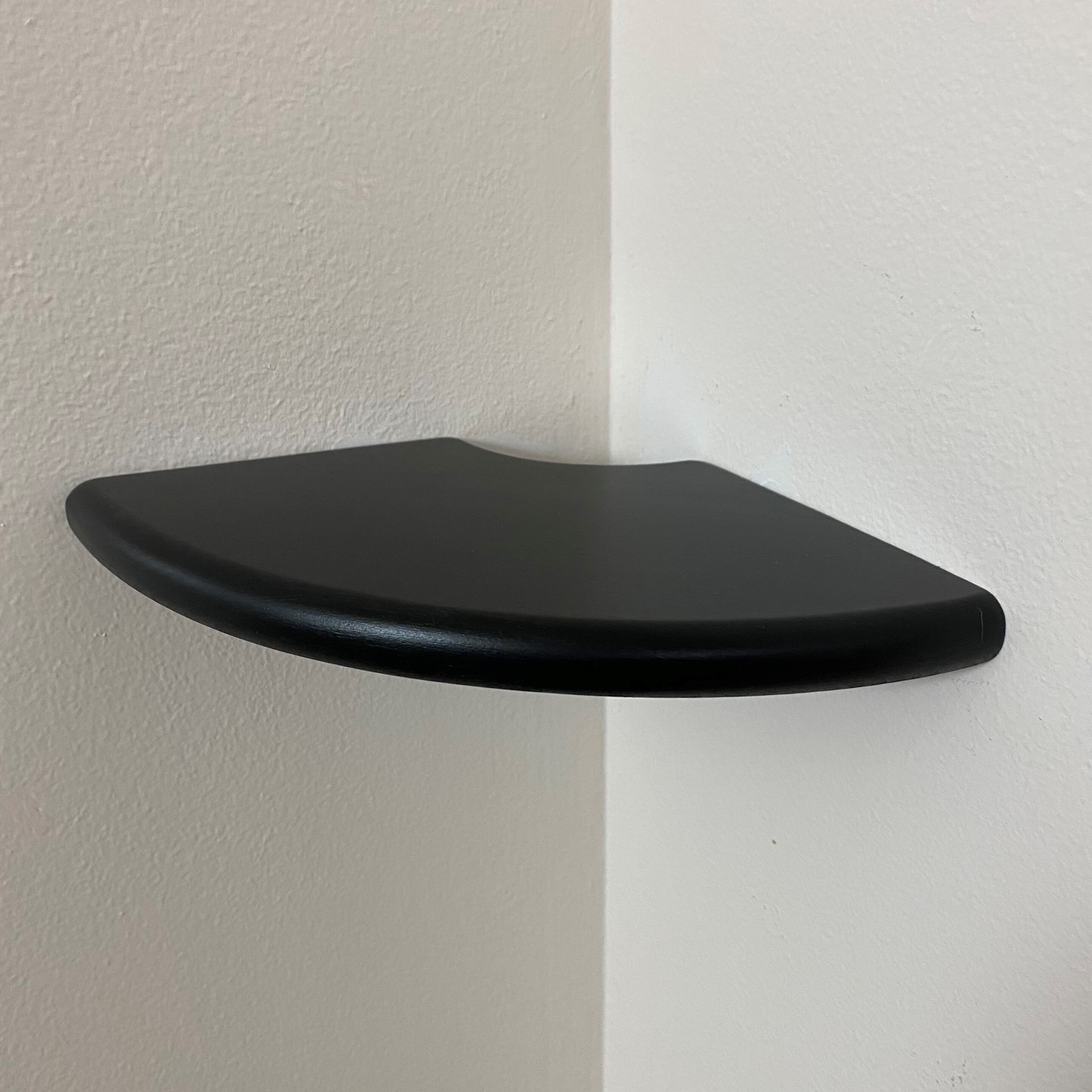 One Side Rounded Shelf Rustic Black Corner Shelf: Rounded Edge Floating Wood Wall Organizer - Etsy