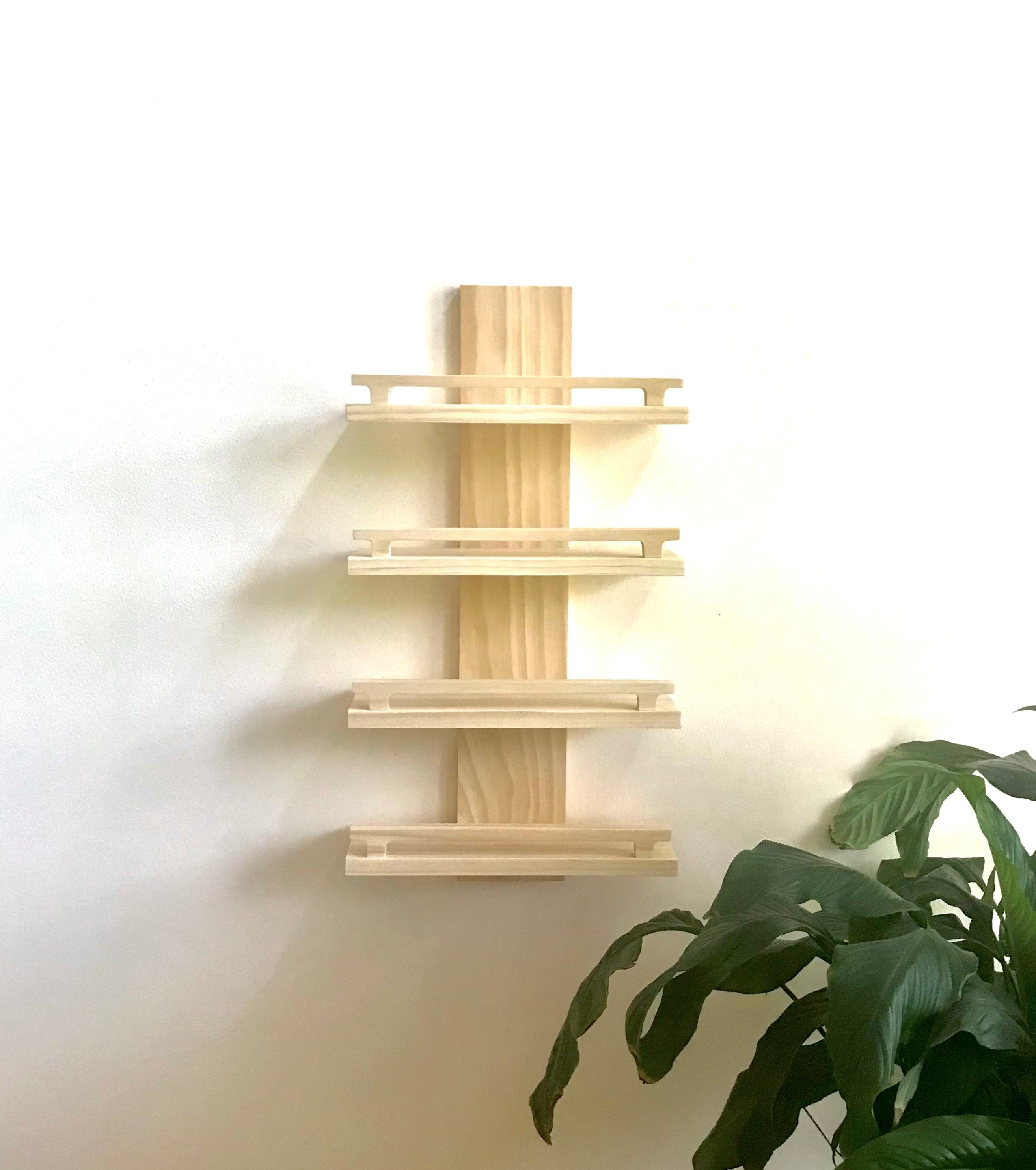 Column wood cheap wall shelf