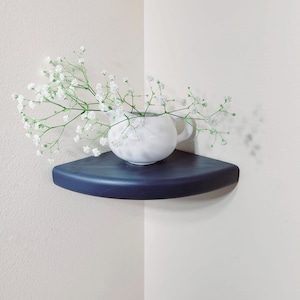 Corner Rounded Edge Shelf Baby Monitor Speaker Wooden Floating White Rustic Plant Shelves Wall Pine Triangle Organizer Security  Home Camera
