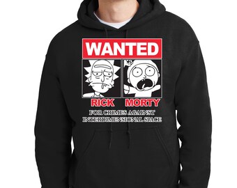 Rick and Morty Wanted Hoodie Cartoon Network Supreme Funny Sweatshirt