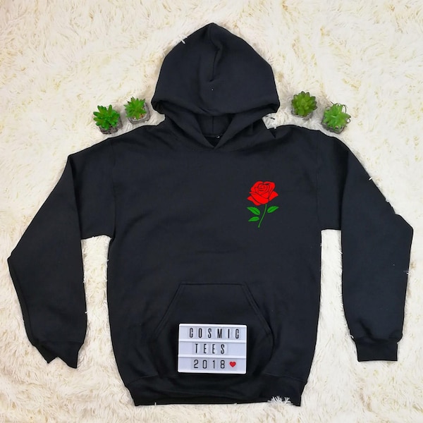 rose hoodie, rose pocket hoodie, rose sweatshirt, tumblr sweatshirt, aesthetic, tumblr hoodie, hipster, instagram, grunge, harajuku, kawaii