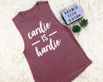 cardio is hardio tank top, cardio is hard, cardio sucks, i hate cardio, gym, workout, fitness , yoga, running, exercise, funny workout tank