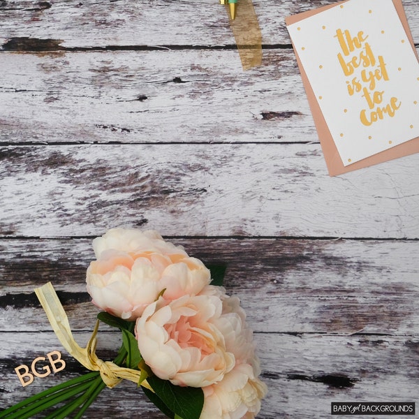 Rustic Warm White Brown Wooden Planks - Wood Backdrop - 90 x 50 cm Vinyl Photo Backdrop Background - Product Food Photography Flatlay