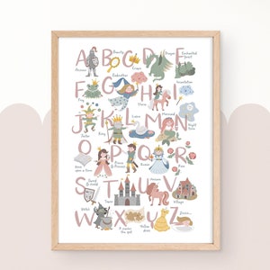 Märchen-Alphabet, zauberhaftes Märchen-ABC in rosa und pastelligen Farben