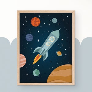 Space Rocket Nursery Wall Art Printable