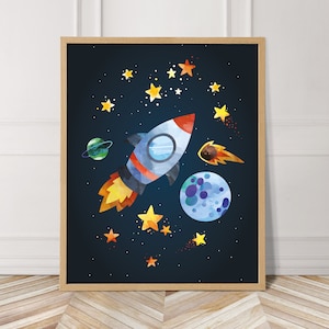 Outer space decor, rocket print, space nursery decor, Space Themed Nursery