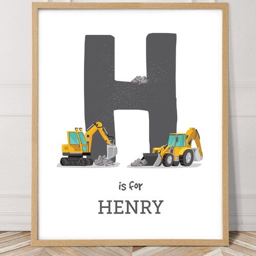 Custom Initial Name Printable Baby Wall Art Baby Boy Baby Etsy