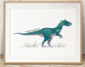Stampa vivaio dinosauro T Rex, Tyrannosaurus Rex ragazzi dinosauro camera da letto decorazione
