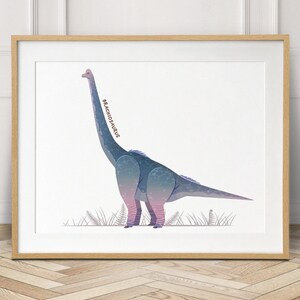 Brachiosaurus dinosaur nursery print, boys dinosaur bedroom decor