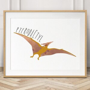 Pterodactyl watercolor dinosaur, dinosaur nursery prints, dinosaur Nursery, boys dinosaur decor