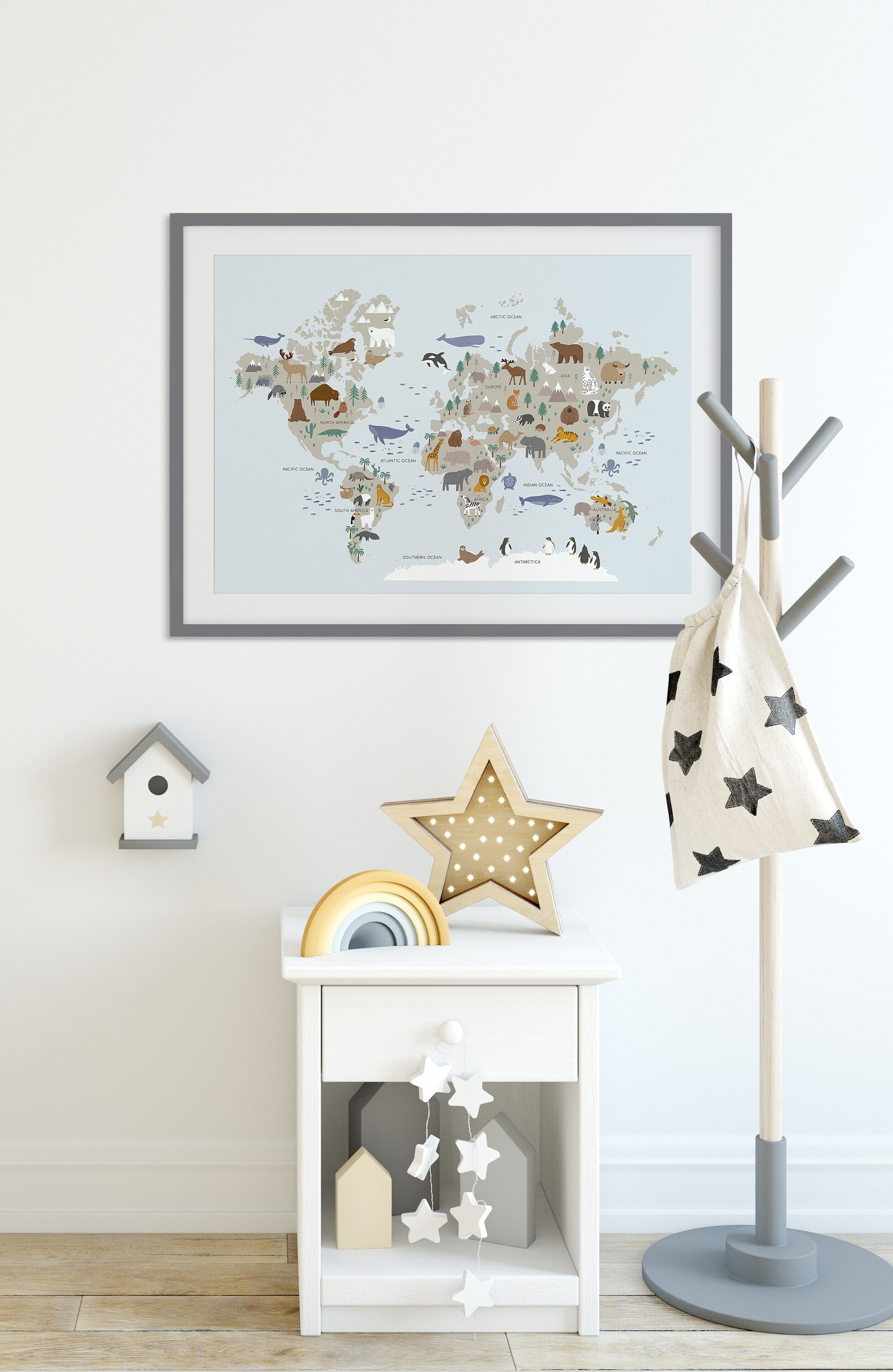 World Map for Kids Printable Wall Art, Perfect for an Travel Theme ...