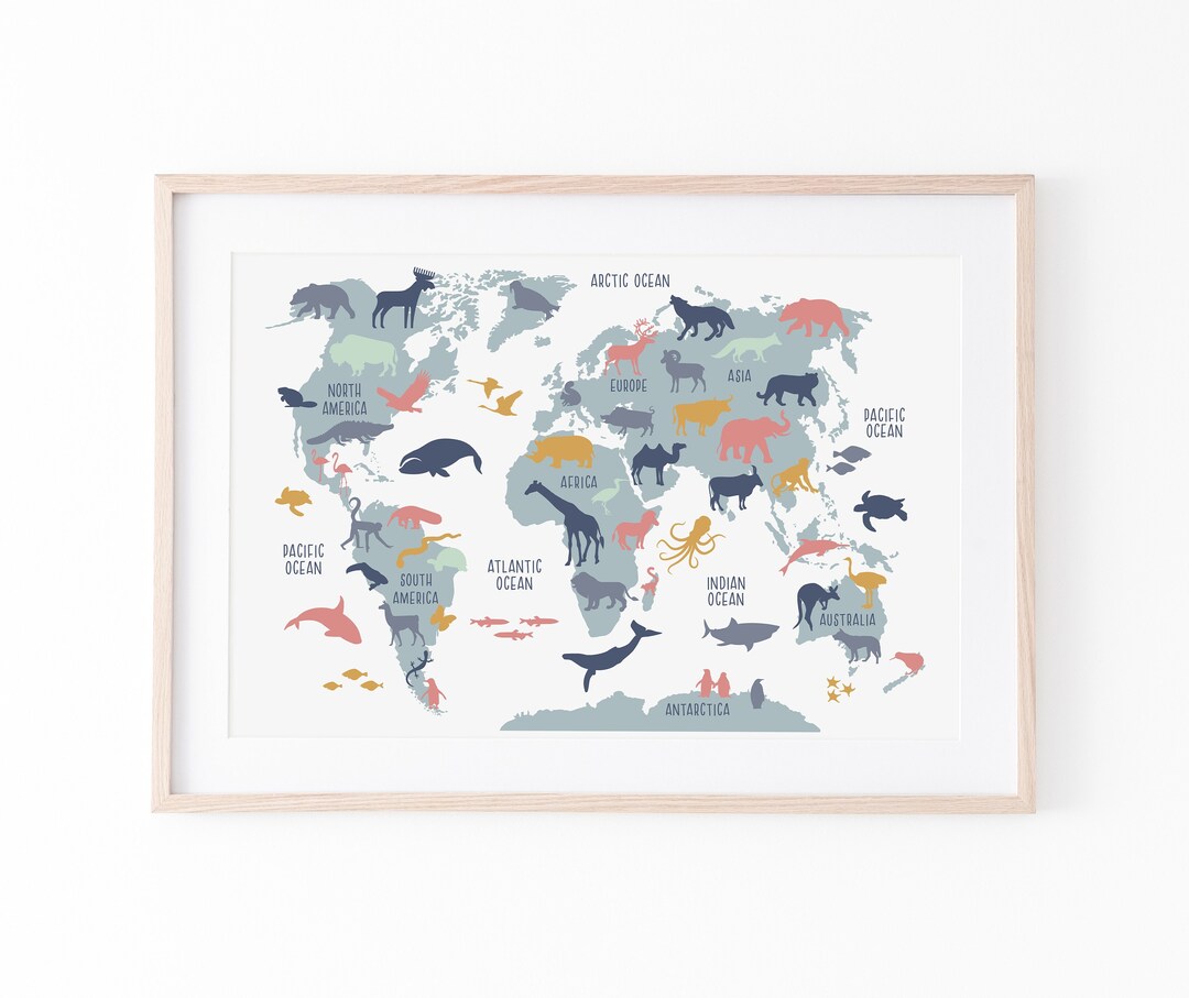 Beautiful World Map Wall Art, Printable Nursery Decor - Etsy