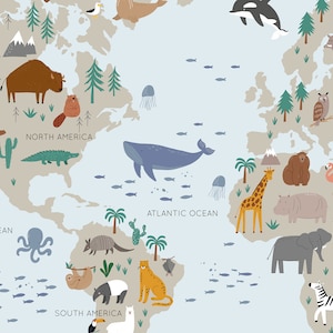 World Map for Kids Printable Wall Art, Perfect for an Travel Theme ...