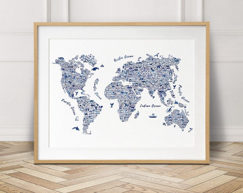 World Map Printable Wall Art Watercolor World Map Travel | Etsy Canada