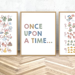 Fiaba, decorazione della stanza delle ragazze, set di 3 stampe