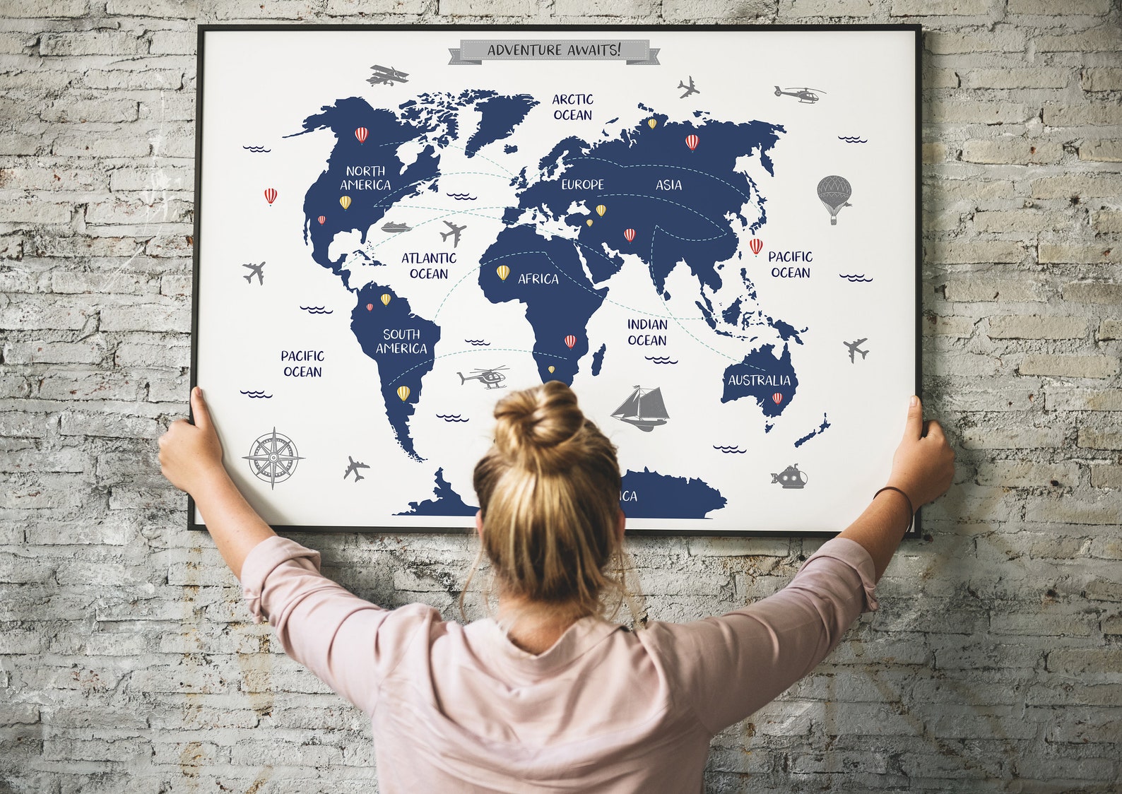 World Map Poster Travel Nursery Decor World Map Wall Art Etsy