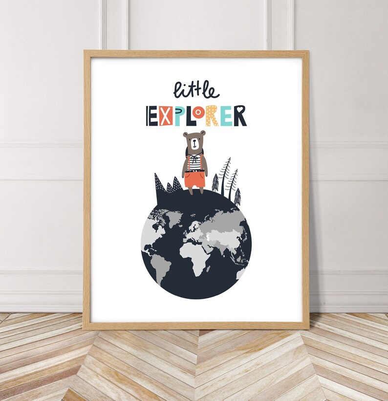 Little Explorer Travel Nursery Decor Safari Nursery Art Etsy