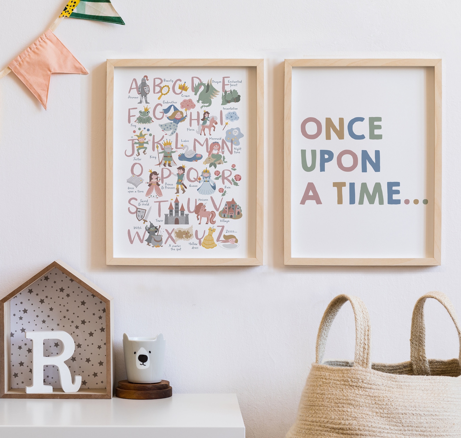 Fairy Tale Alphabet and Quote Set of 2 Prints, Magical Fairytale ABC ...