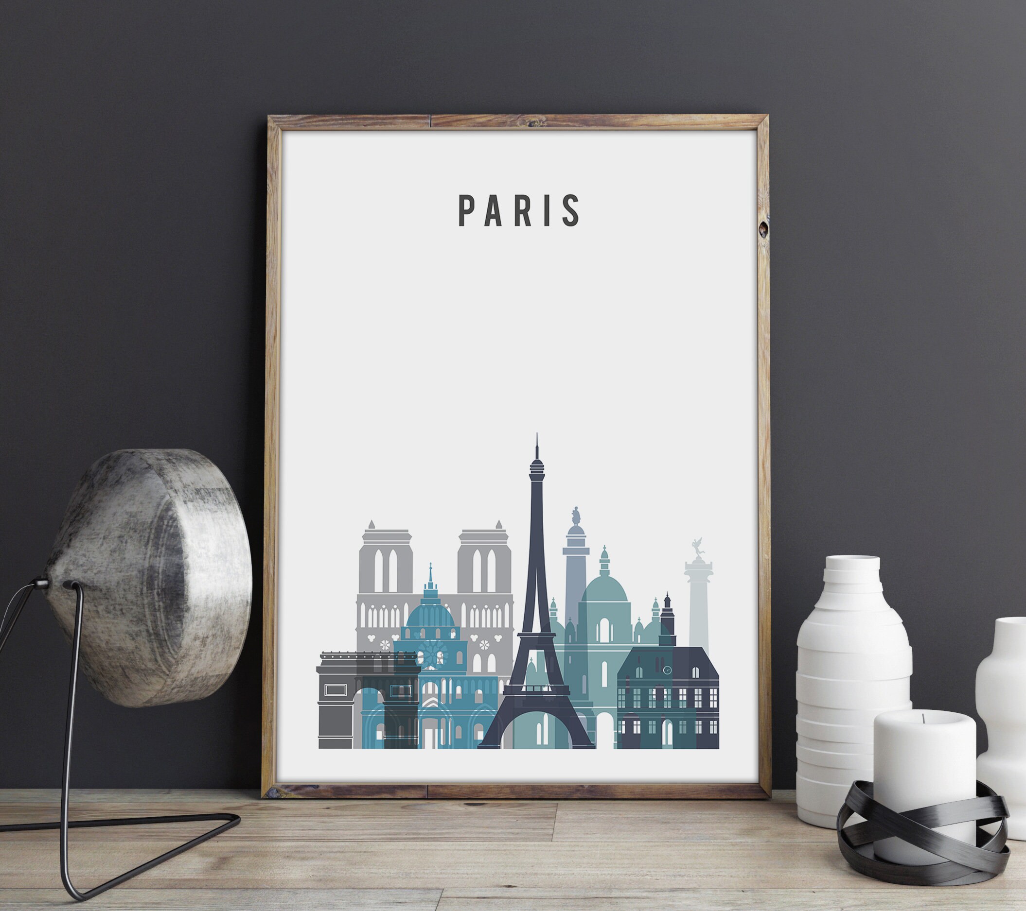 Paris Skyline Poster City Scape Wall Art Paris Print Wall | Etsy