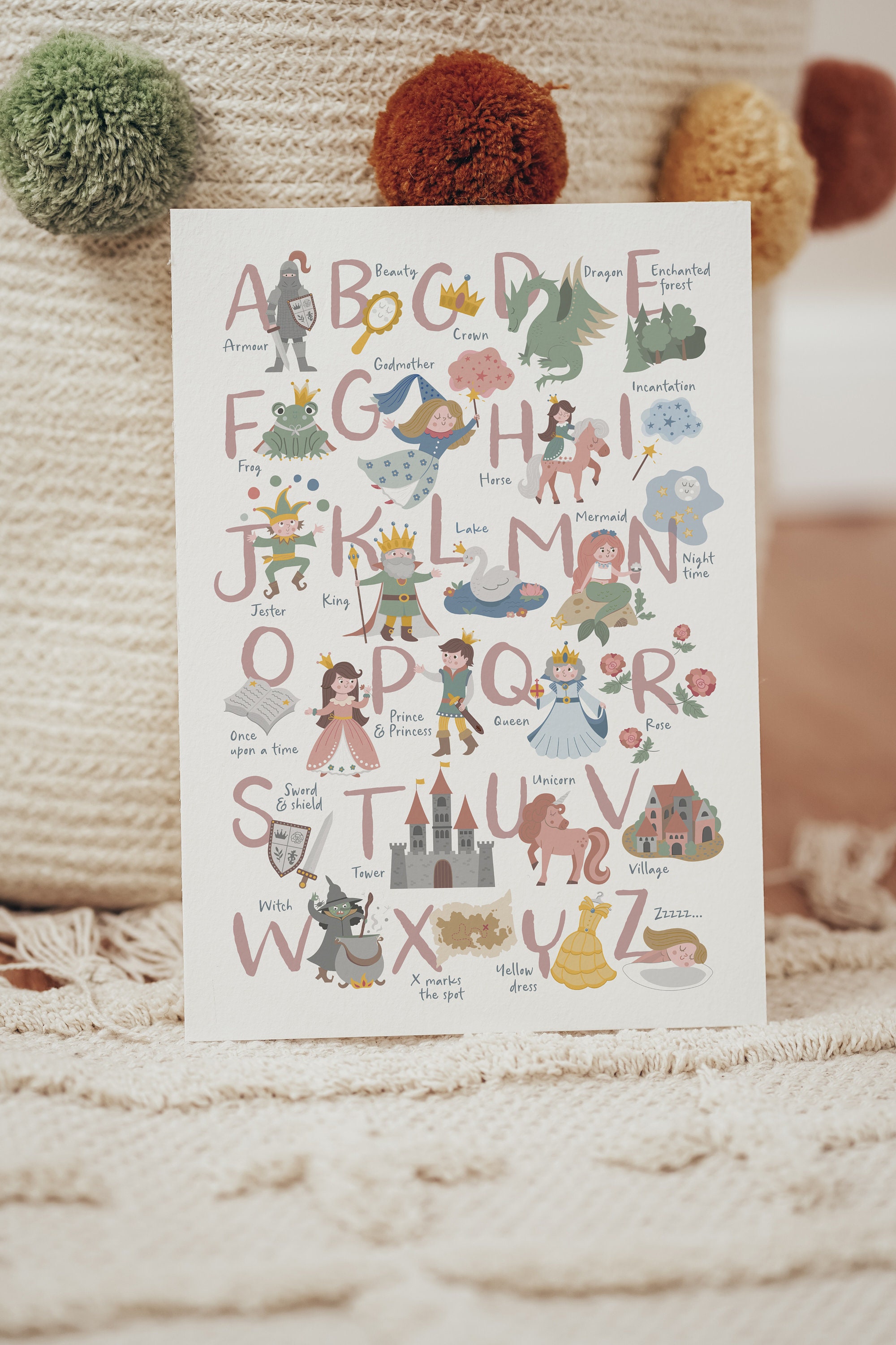Fairy Tale Alphabet, Magical Fairytale ABC in Pink and Pastel