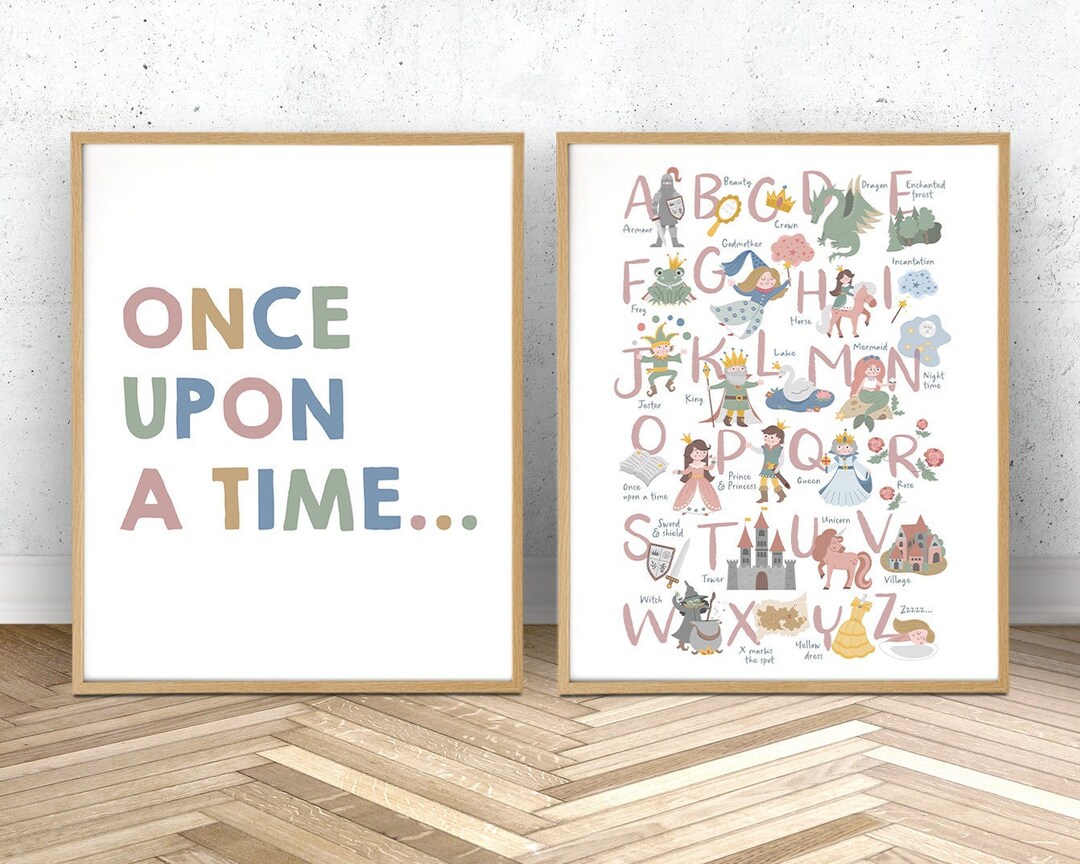 Fairy Tale Alphabet and Quote Set of 2 Prints, Magical Fairytale ABC ...