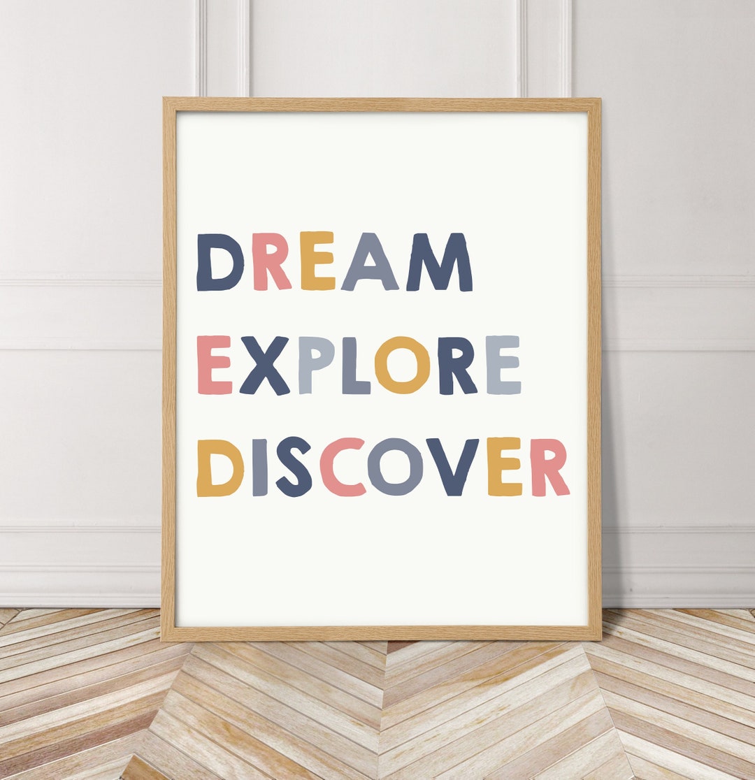 Dream Explore Discover Quote Print, Inspirational Quote in Pastel ...