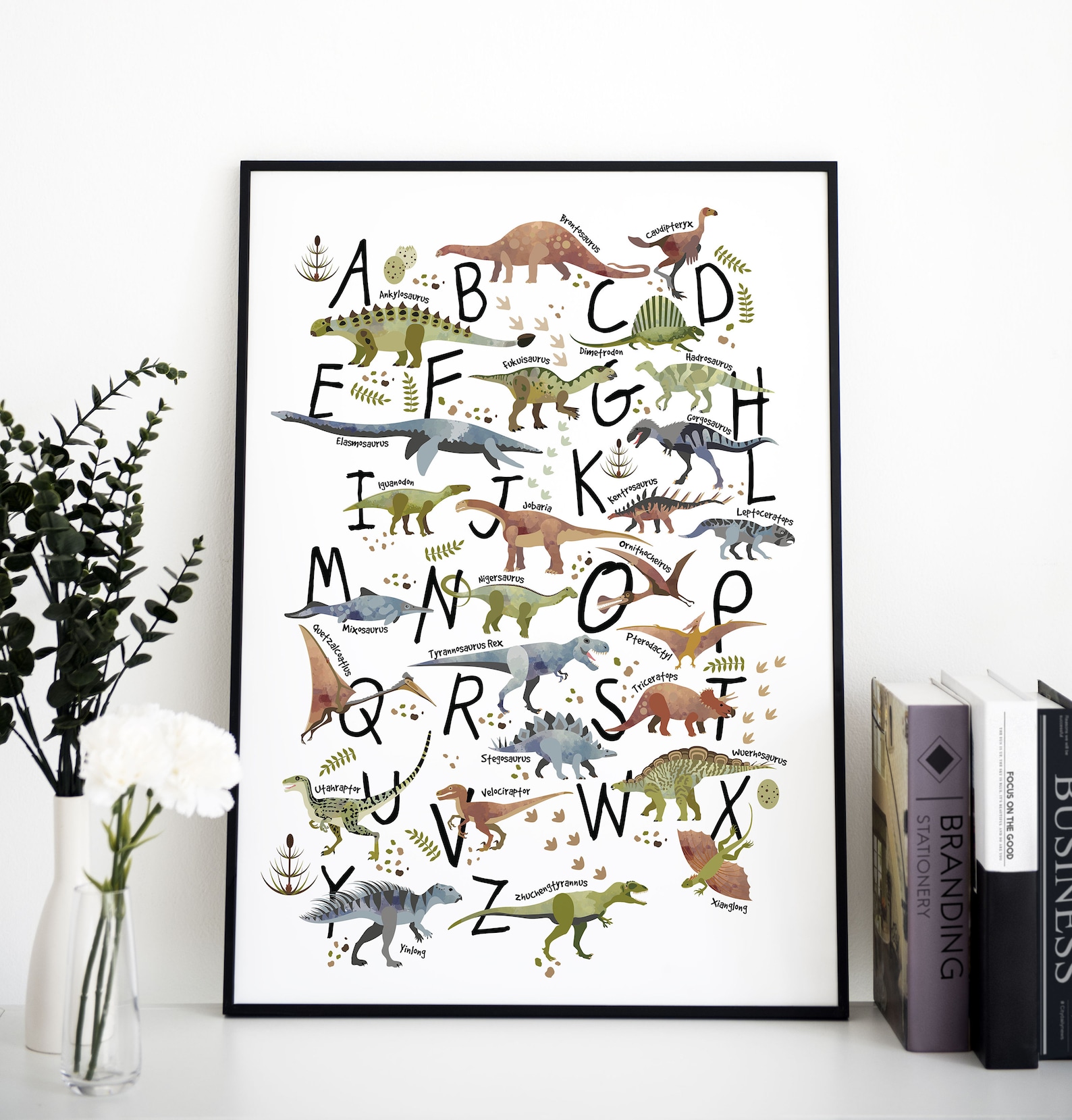 Dinosaur Nursery Prints Watercolor Dinosaur Dinosaur Canvas - Etsy