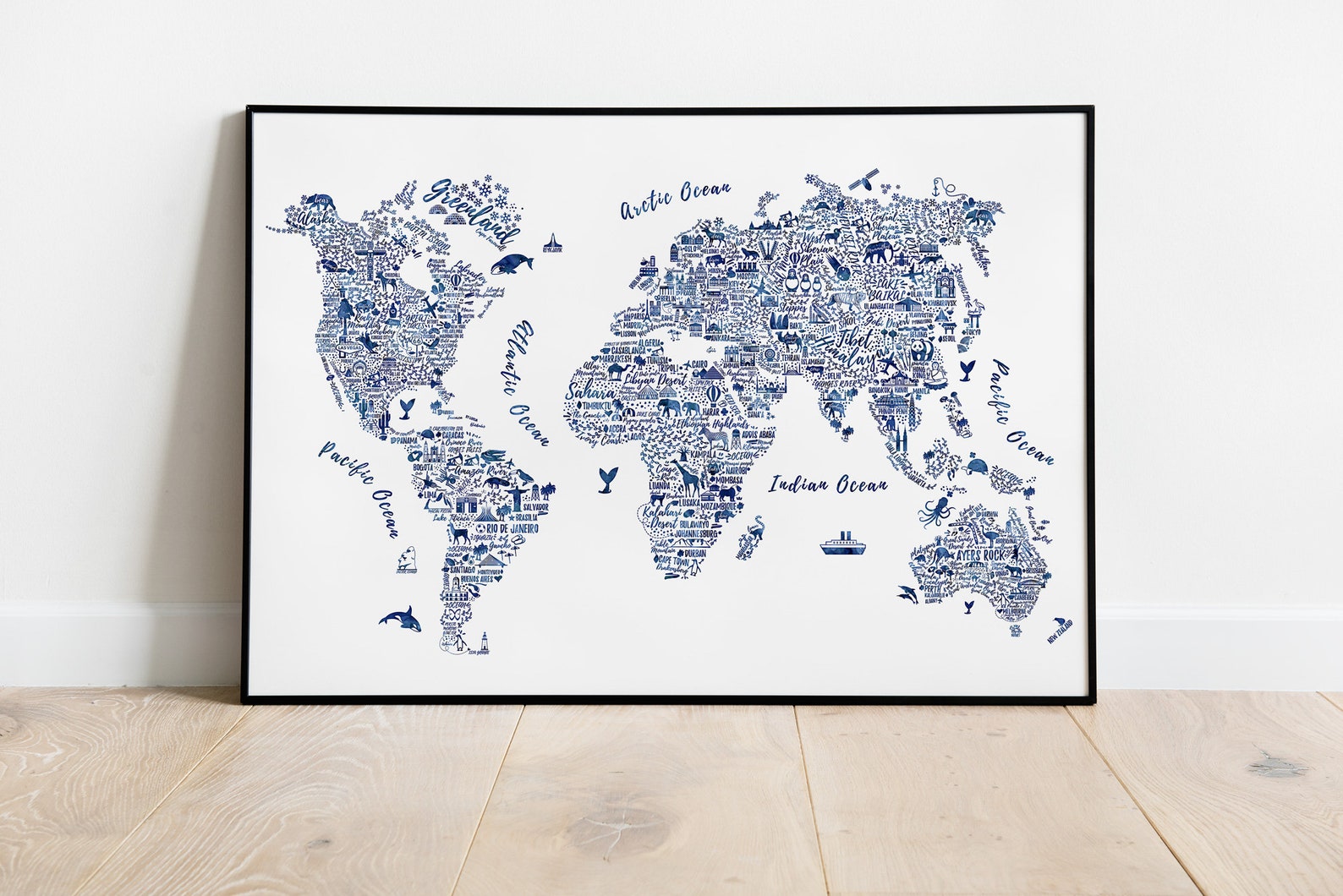 World Map Printable Wall Art Watercolor World Map Travel | Etsy