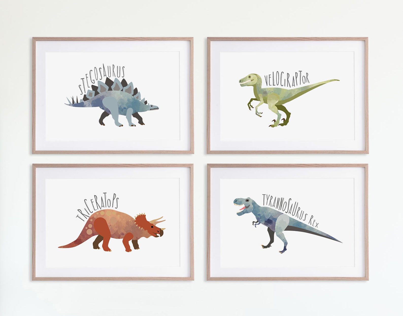 Set of 4 Dinosaur Nursery Prints Dinosaur Wall Art - Etsy
