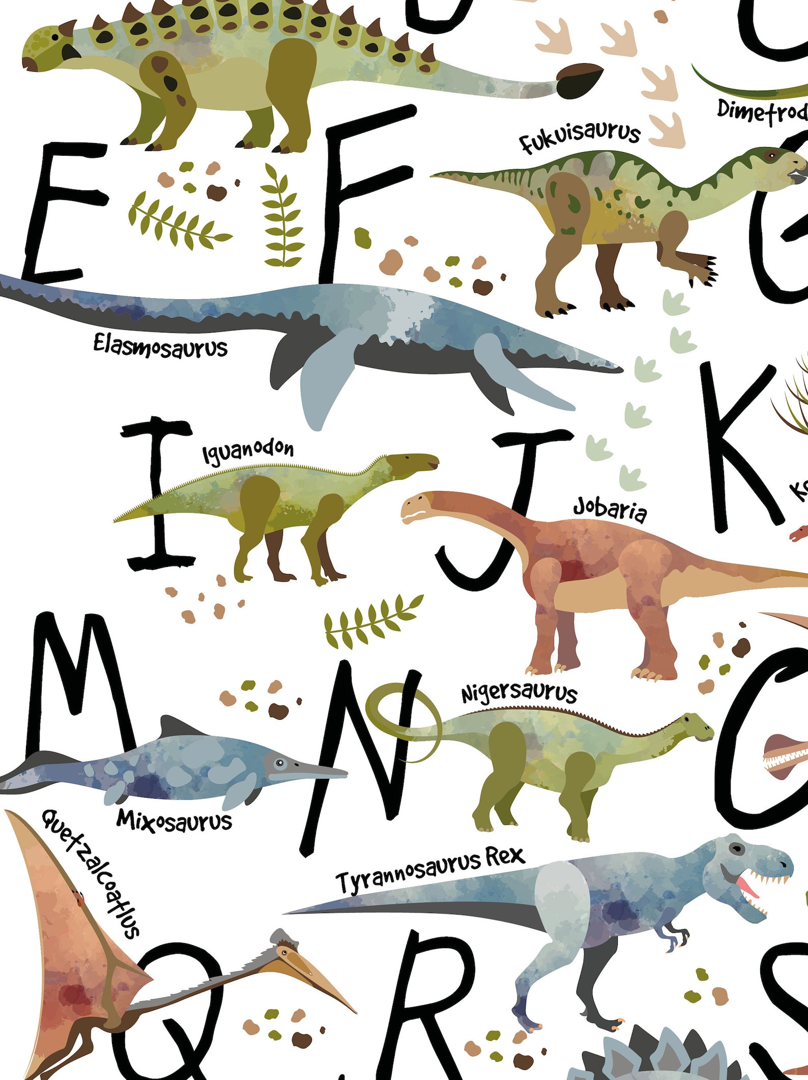 Dinosaur Nursery Prints Watercolor Dinosaur Dinosaur Canvas - Etsy